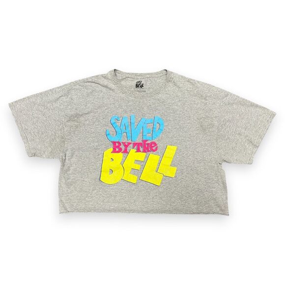 90s/Y2K/VTG Stye Saved By The Bell Crop-Top Shirt Women 1XL 22x19 Gray Cutoff - Picture 1 of 7